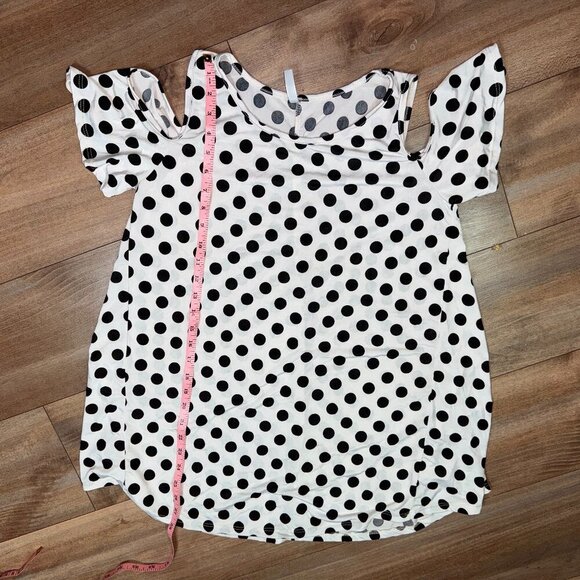 Polka Dot Cold Shoulder Women's Top Size Large Acting Pro - Picture 6 of 9
